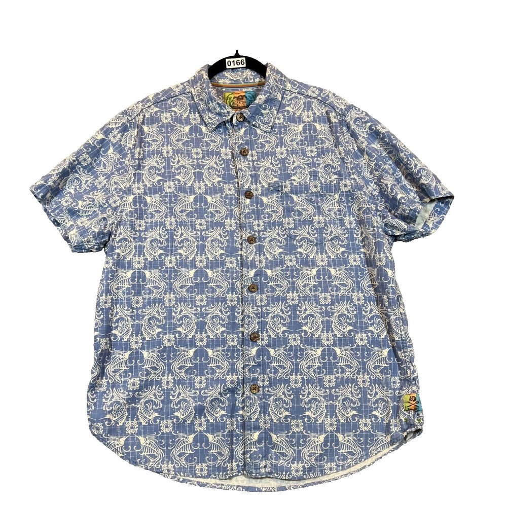 Margaritaville‎ Shirt Mens Medium Blue Button Down Short Sleeve Swordfish